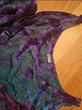 Tie-Dye Sleeveless Dress in Teal, Purple & Magenta W/ pockets